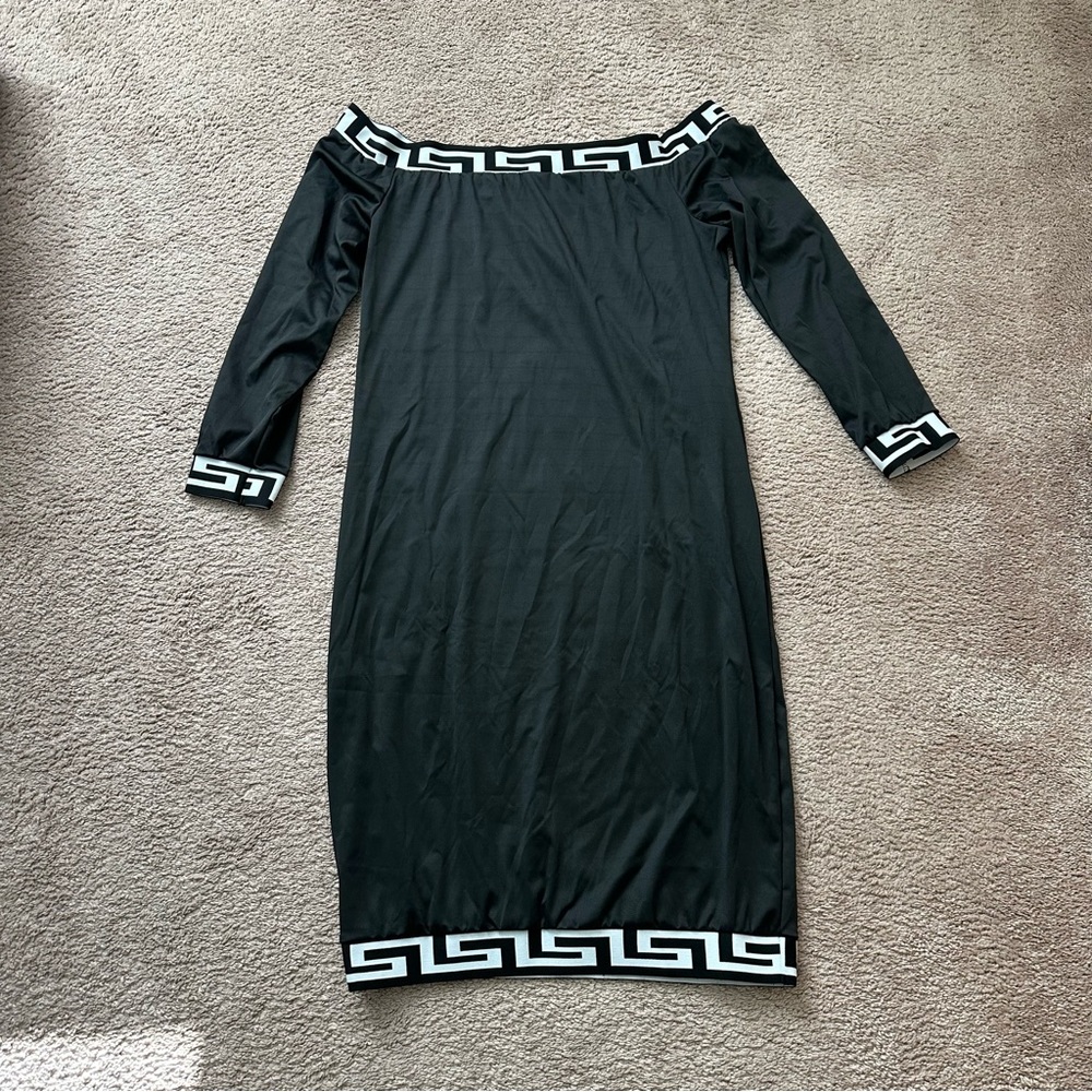 Black casual off the shoulder dress. Mid calf. New